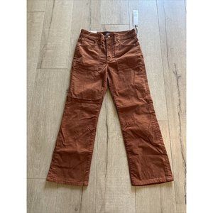Joe’s Jeans Callie High Rise Cropped Boot Sz 26 Brown/Orange Corduroy Stretch